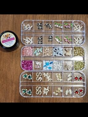 Nail Art Rhinestone and Charm Kit - Assorted Colors